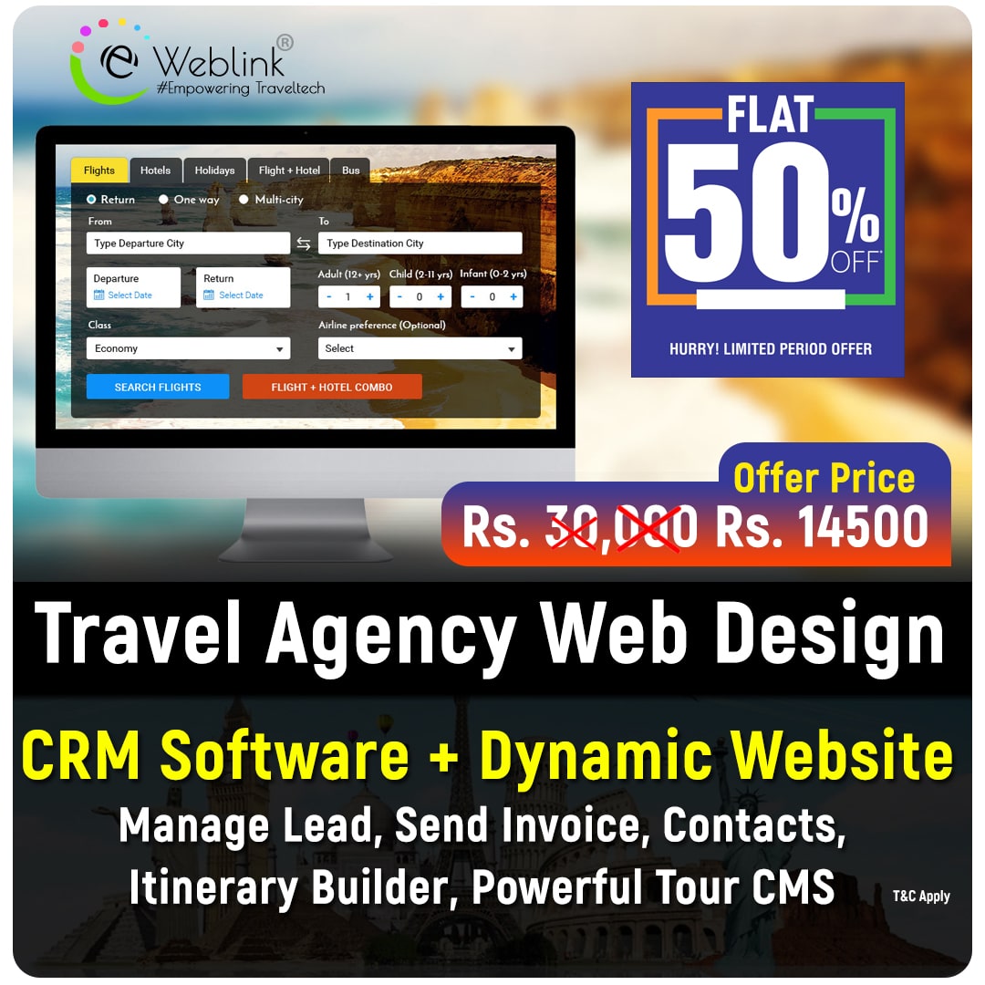 Travel Website Design with CRM Software at INR 14500 Only
